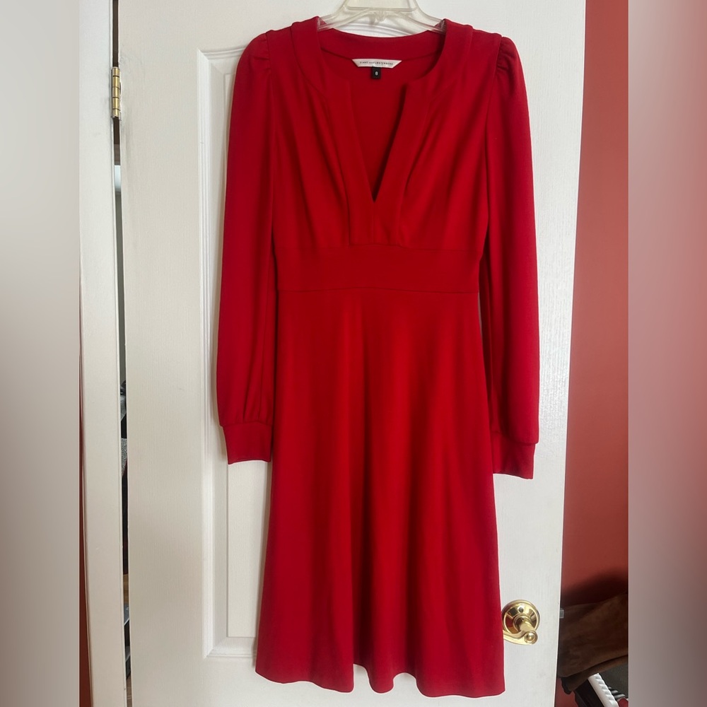 Diane Von Furstenberg Leyah ♥️ Vibrant Red Long Sleeve Dress